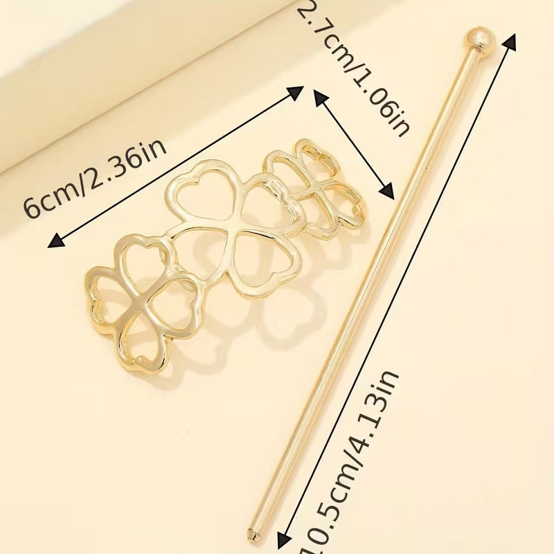 ✨ Korean Women Hair Clip – Gold Floral Design ✨