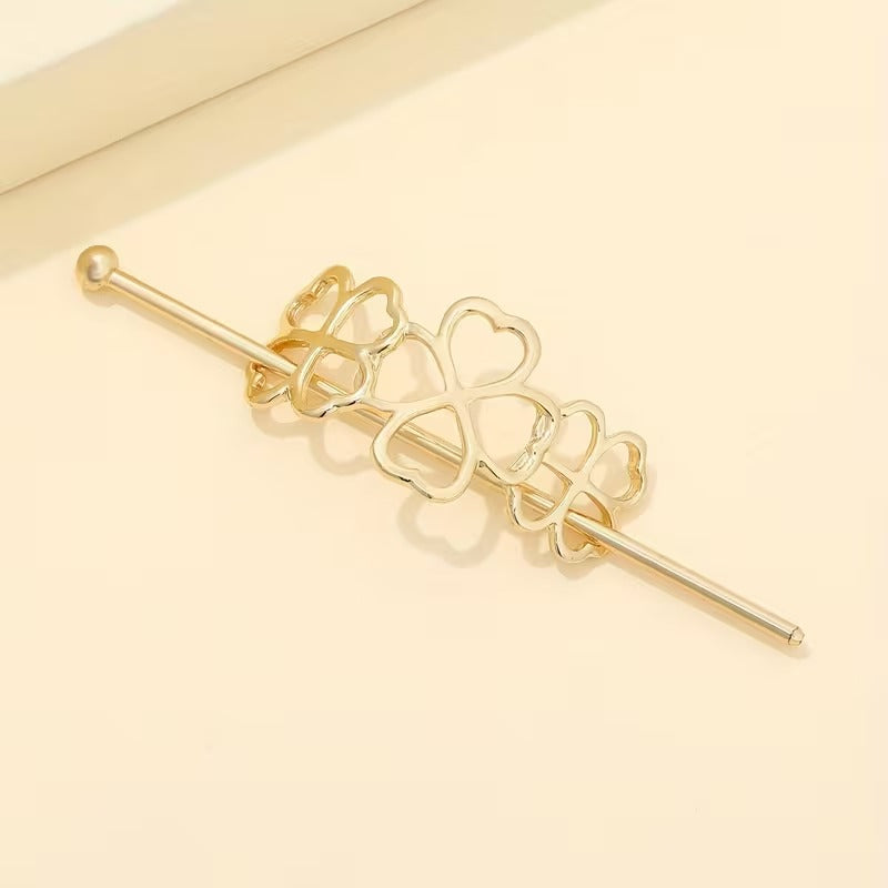 ✨ Korean Women Hair Clip – Gold Floral Design ✨
