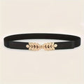 Women Black Waist Belt with Metal Leaf 🖤