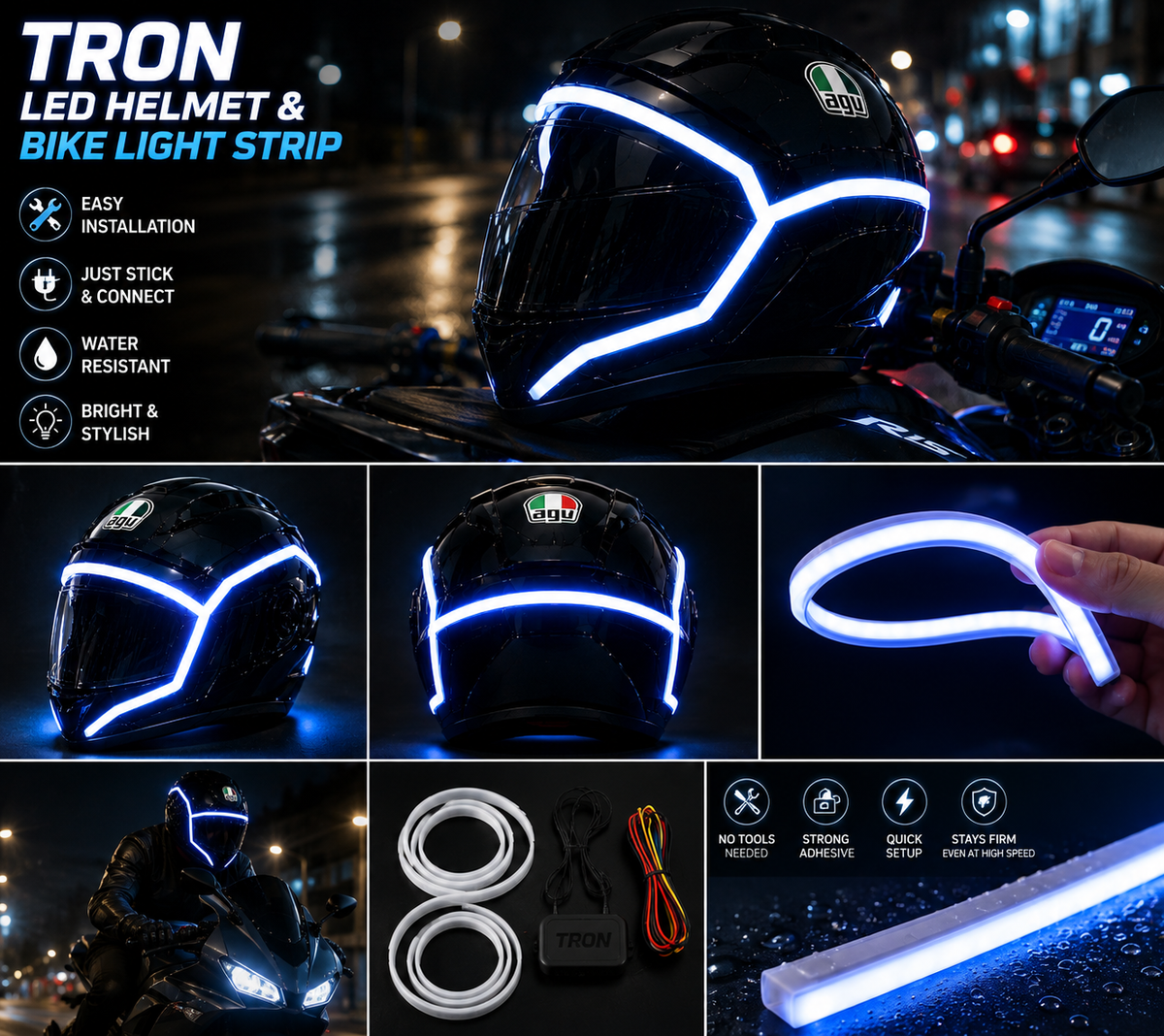 ⚡ Neon Rider LED Helmet Lights